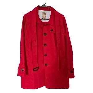 Vintage LL Bean Women’s Large Red Canvas Jacket Lightweight Trench Coat